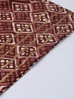 Thumbnail for Ahalyaa Women Maroon & Off-White Printed A-Line Kurta with Palazzos