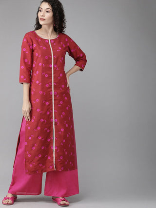 Ahalyaa Women Floral Print Red Kurta set