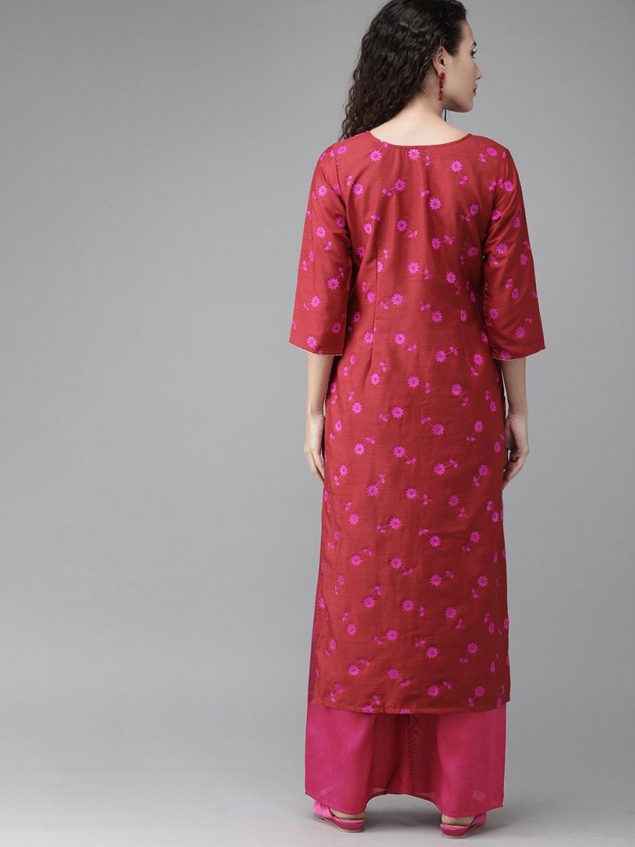 Ahalyaa Women Floral Print Red Kurta set