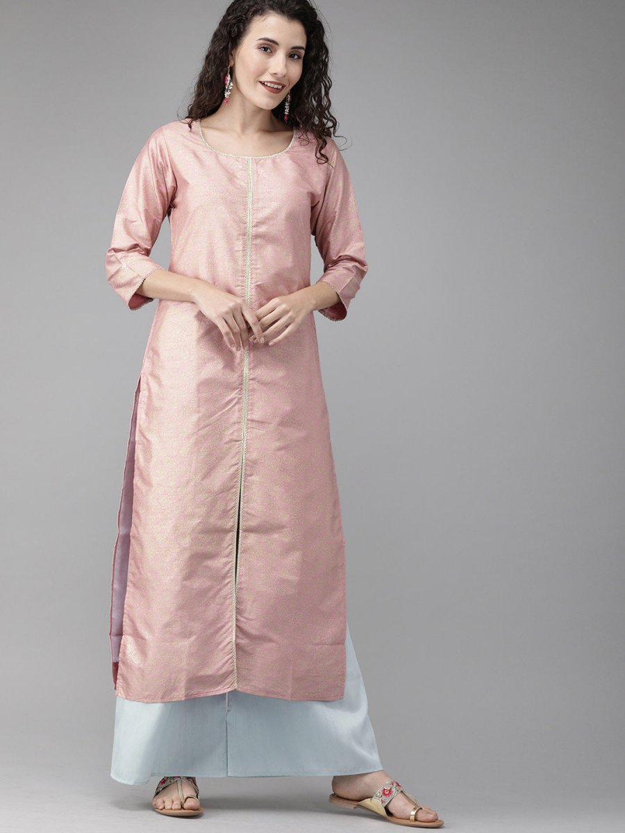 Ahalyaa Women Pink & Blue Printed Kurta with Palazzo