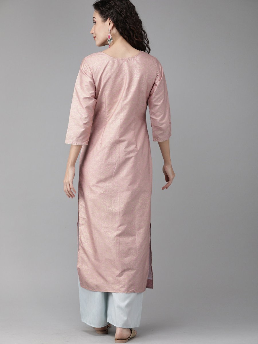 Ahalyaa Women Pink & Blue Printed Kurta with Palazzo