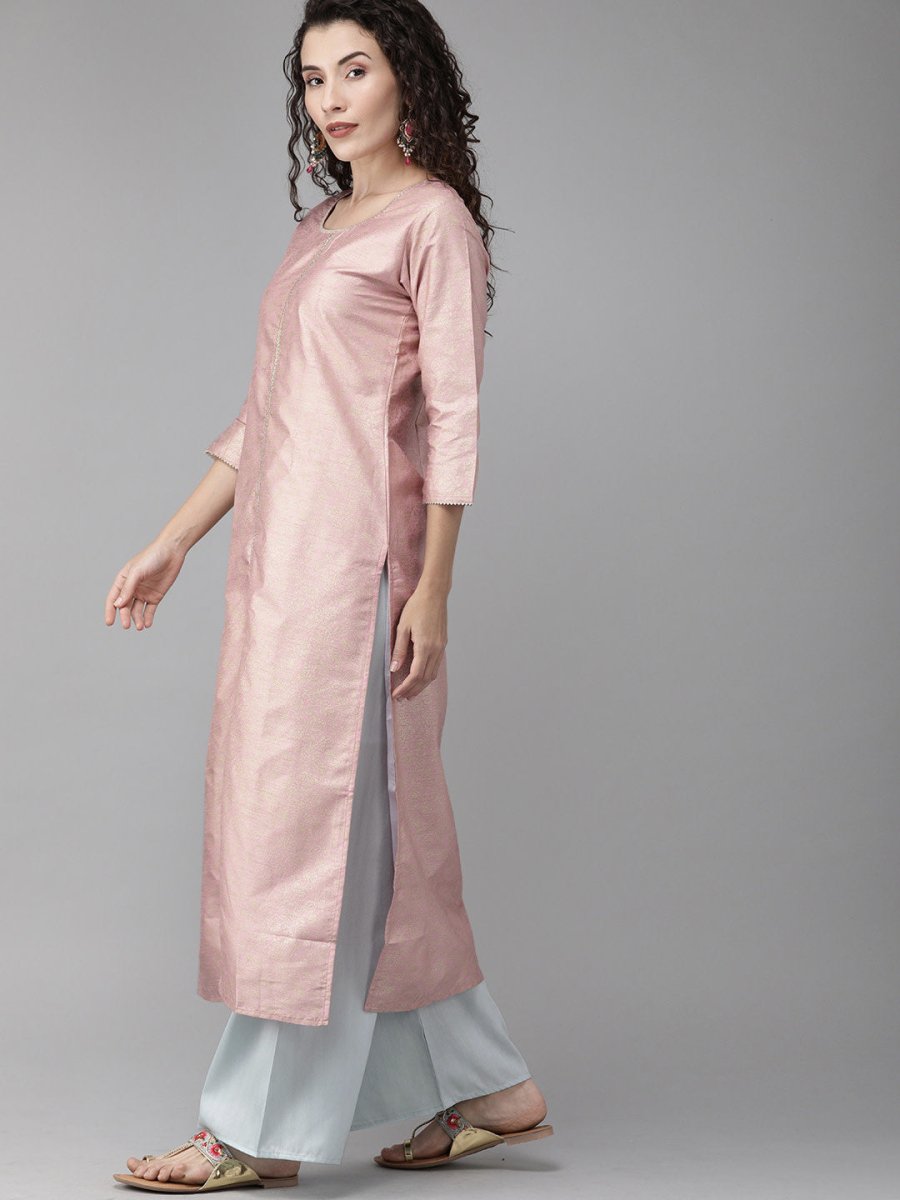 Ahalyaa Women Pink & Blue Printed Kurta with Palazzo
