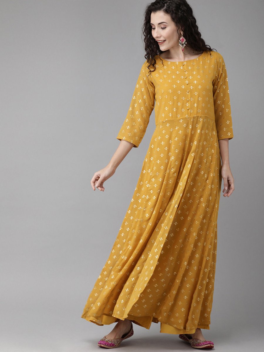Ahalyaa Mustard Kurta with Palazzo Set