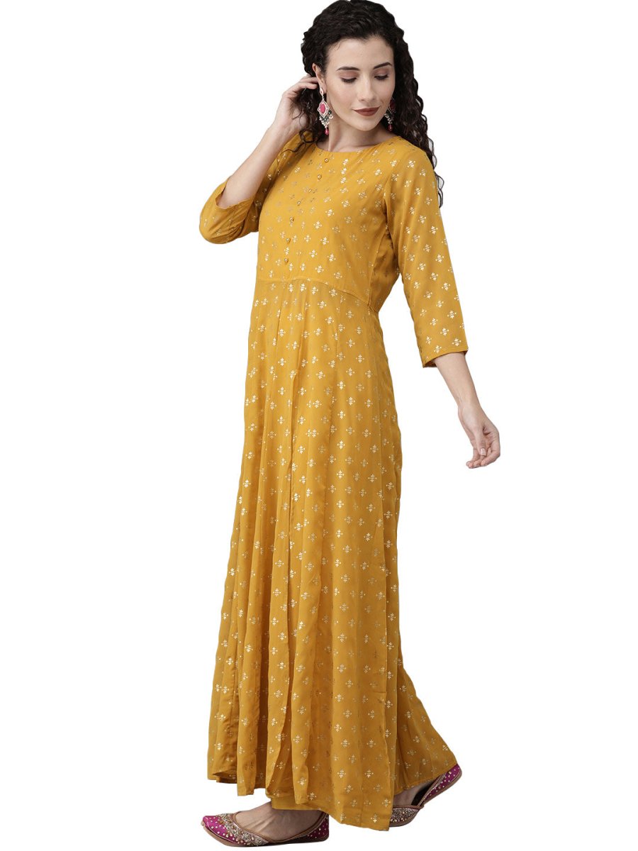 Ahalyaa Mustard Kurta with Palazzo Set