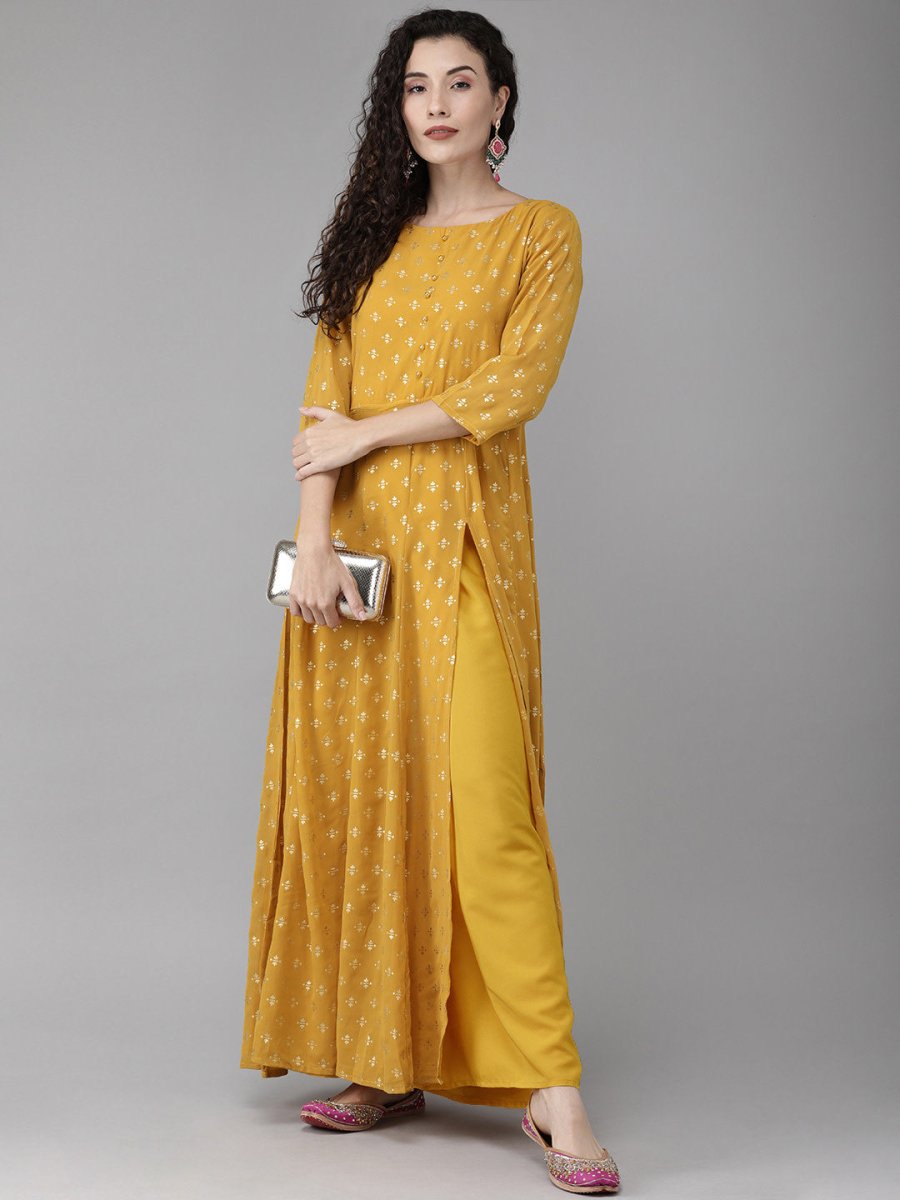 Ahalyaa Mustard Kurta with Palazzo Set