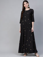 Thumbnail for Ahalyaa Women Black & Pink High Slit Bandhani Khari Printed Anarkali Kurta with Palazzos