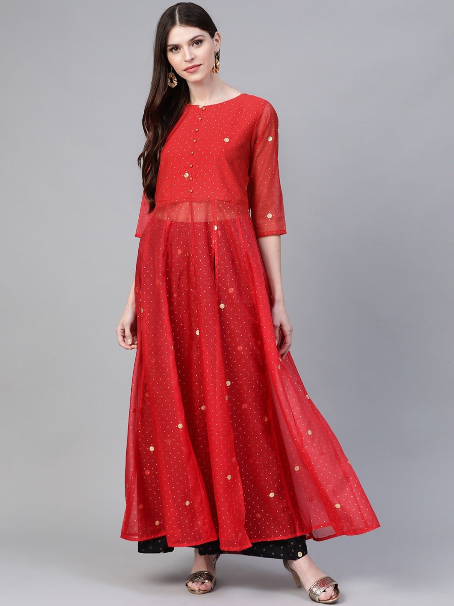 Ahalyaa Bandhani Print Anarkali Kurta with Palazzo