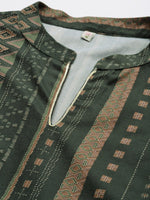 Thumbnail for Ahalyaa Women Green Printed Gotta Patti Velvet Kurta with Trousers & With Dupatta - Distacart