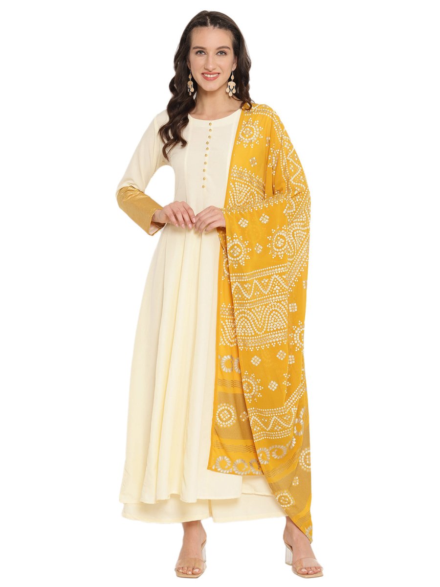 Ahalyaa Solid Anarkali Kurta With Dupatta Set