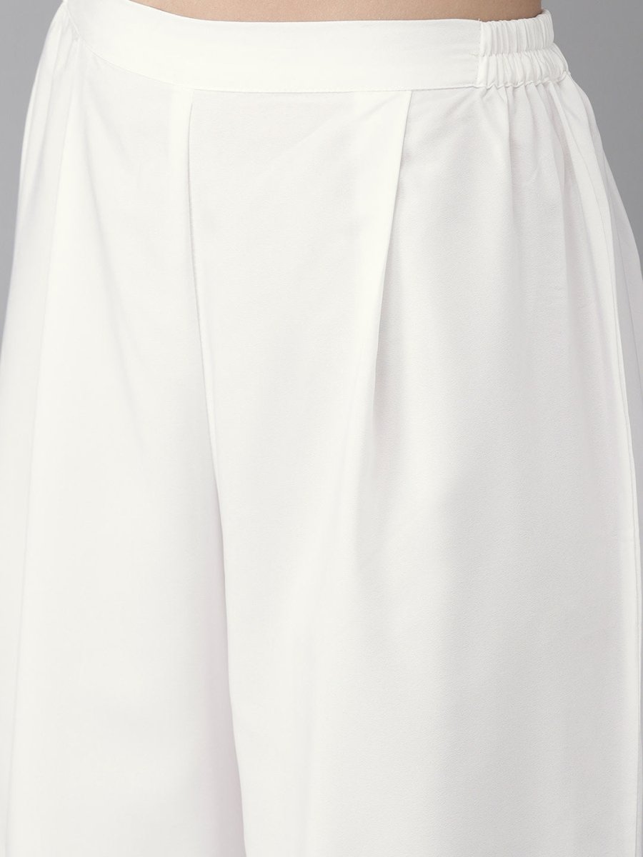 Ahalyaa White Embellished Kurta With Palazzo Set