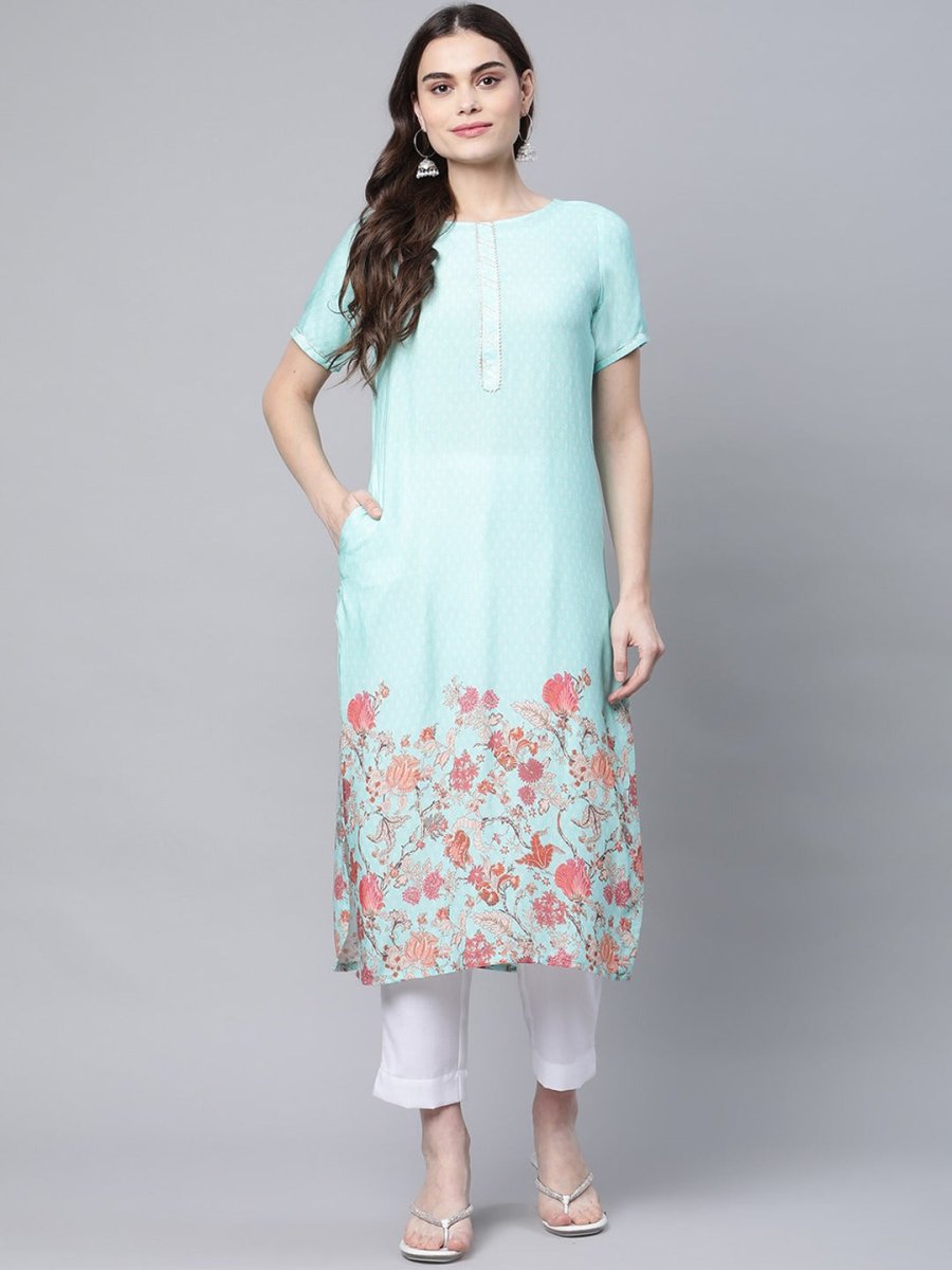 Ahalyaa Women Floral Printed Gotta Patti Kurta - Distacart
