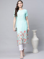 Thumbnail for Ahalyaa Women Floral Printed Gotta Patti Kurta - Distacart