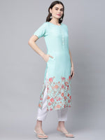 Thumbnail for Ahalyaa Women Floral Printed Gotta Patti Kurta - Distacart
