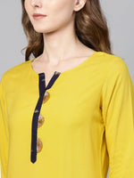 Thumbnail for Ahalyaa Yellow Solid Straight Kurta For women