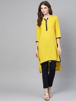 Thumbnail for Ahalyaa Yellow Solid Straight Kurta For women