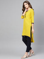 Thumbnail for Ahalyaa Yellow Solid Straight Kurta For women