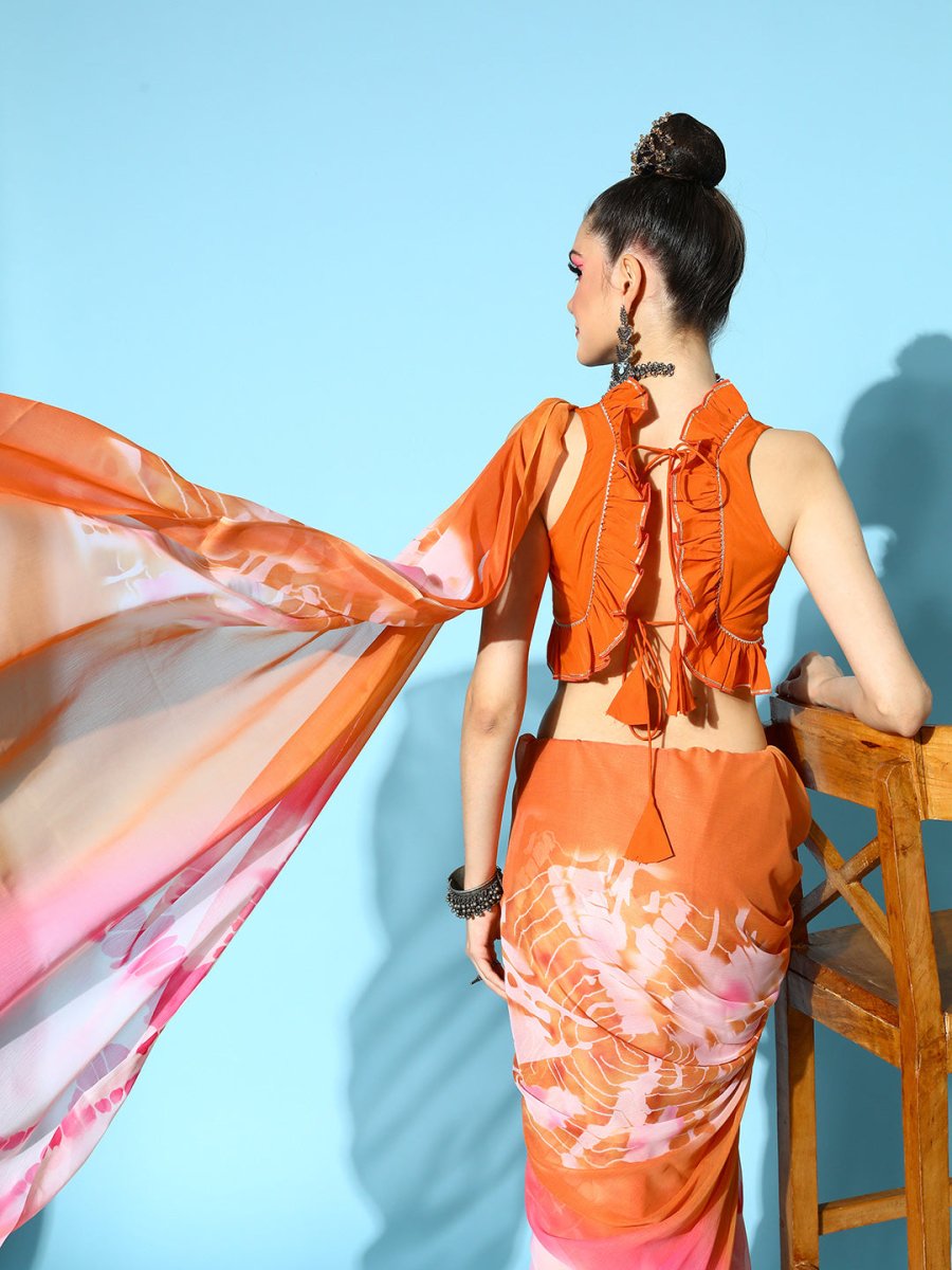 Ahalyaa Abstract Chiffon Saree - Distacart