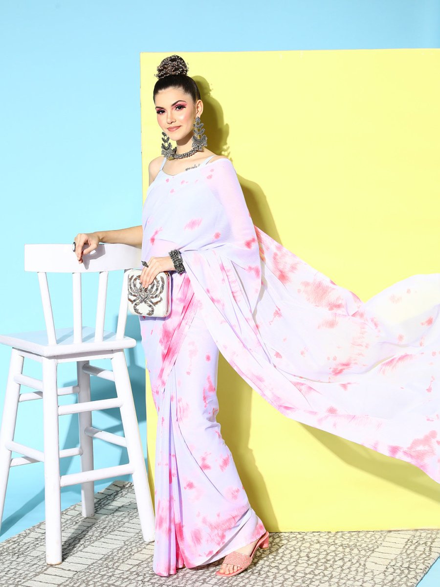 Ahalyaa Poly Chiffon Abstract Printed Saree - Distacart