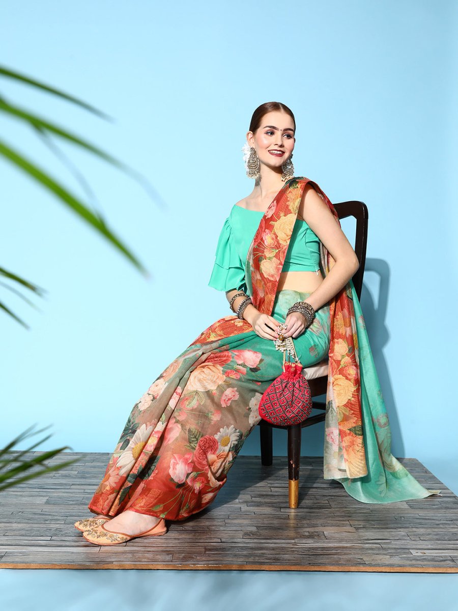 Ahalyaa Floral Printed Saree - Distacart