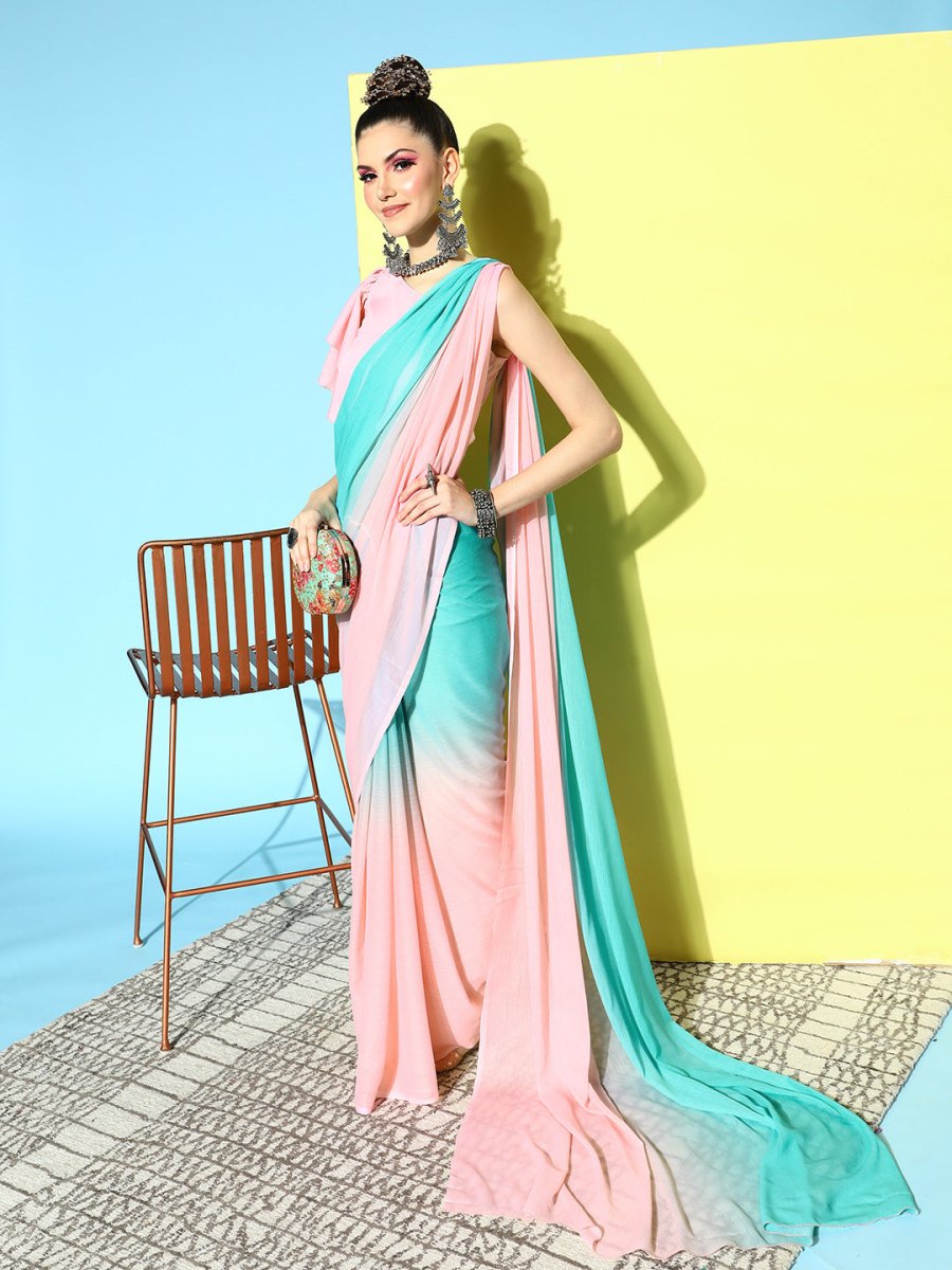 Ahalyaa Poly Chiffon Ombre Saree - Distacart