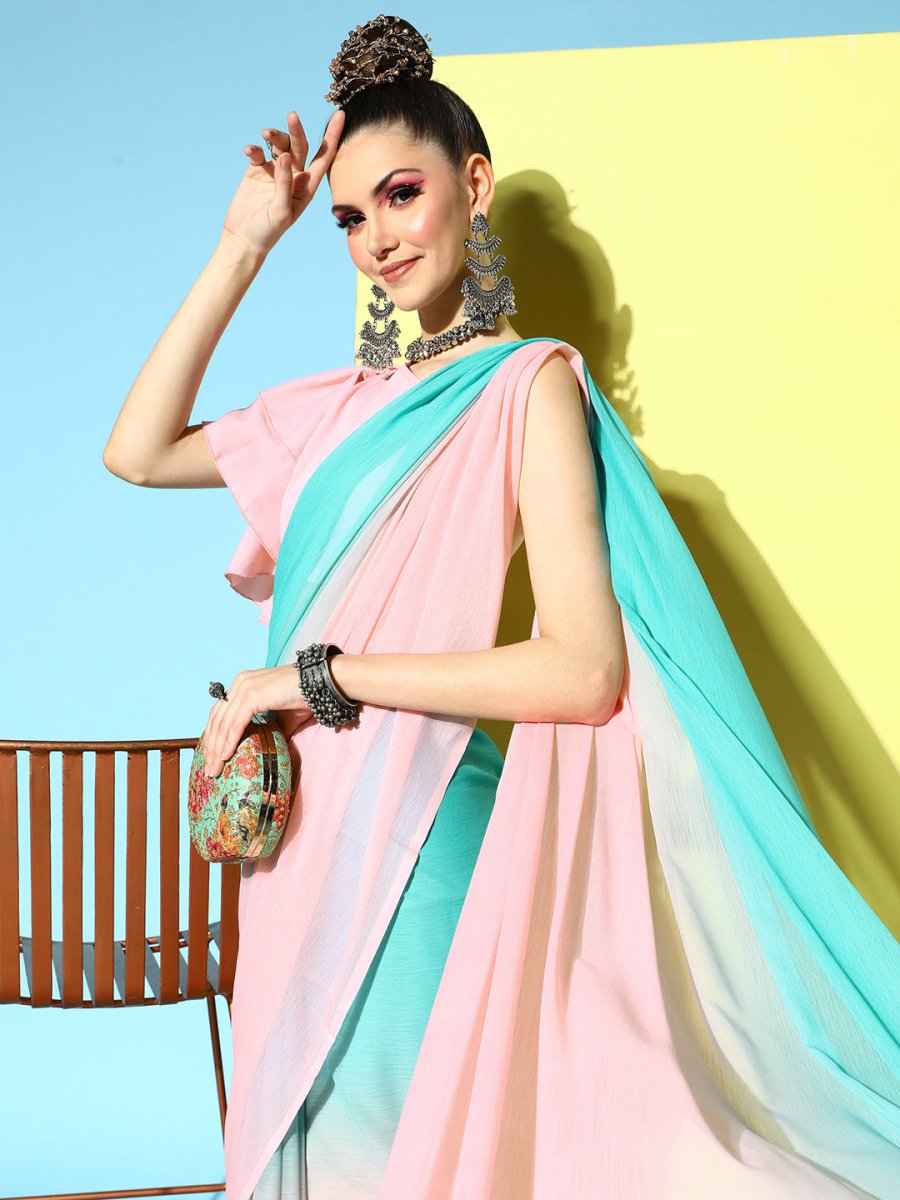 Ahalyaa Poly Chiffon Ombre Saree - Distacart