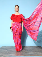 Thumbnail for Ahalyaa Geometric Print Chiffon Saree - Distacart