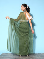 Thumbnail for Ahalyaa Green & White Leheriya Saree - Distacart