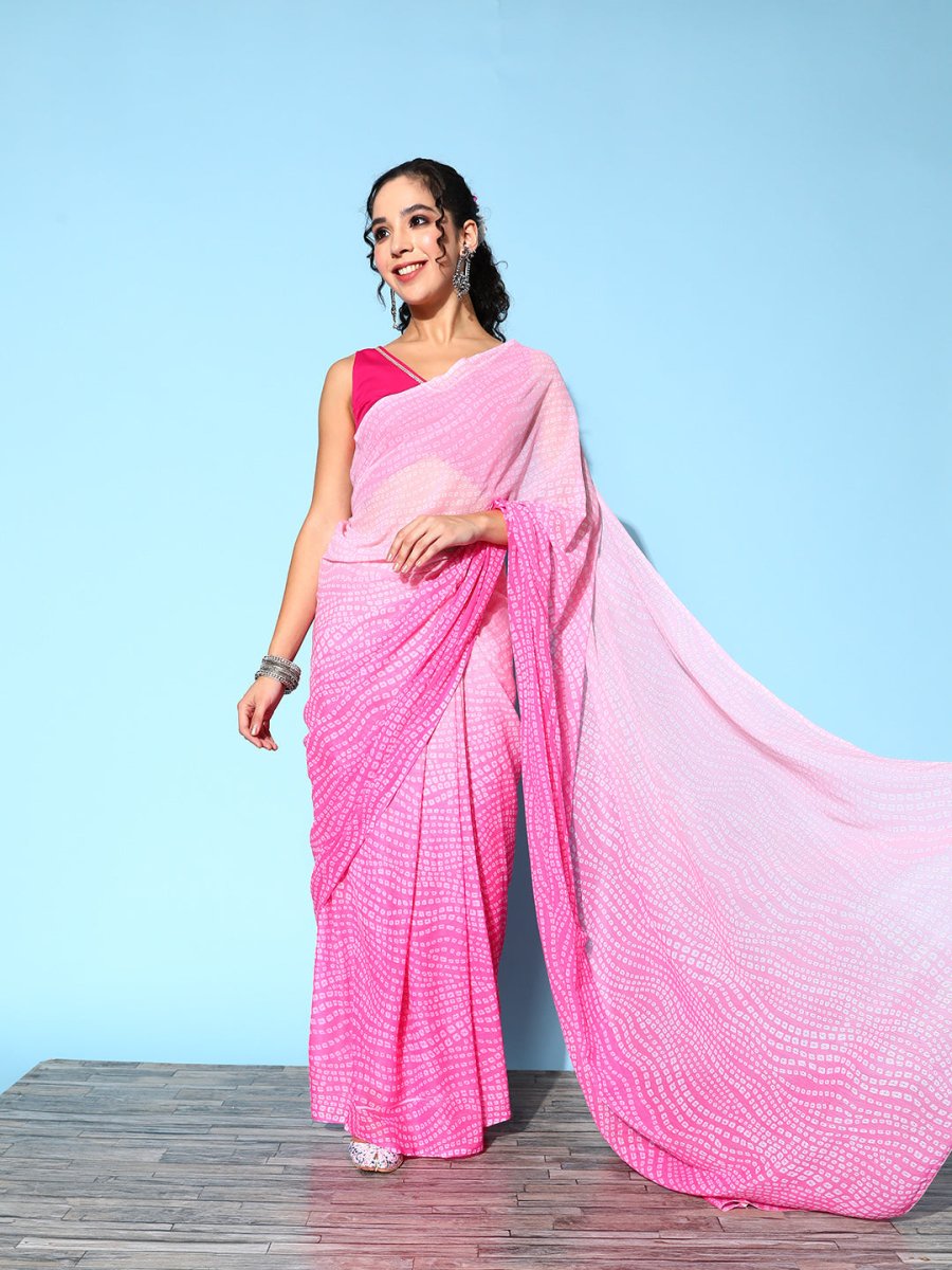 Ahalyaa Bandhani Saree with Solid border - Distacart