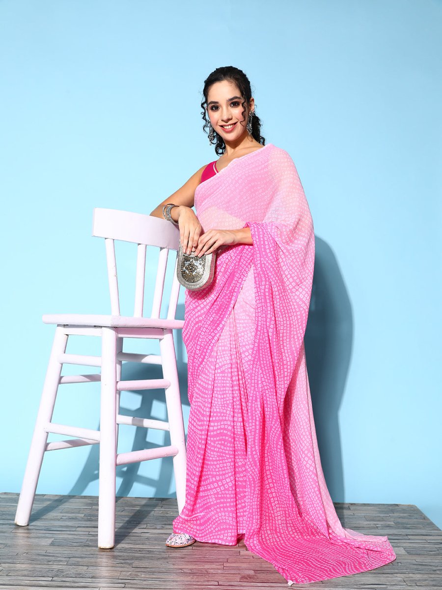 Ahalyaa Bandhani Saree with Solid border - Distacart
