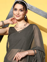 Thumbnail for Ahalyaa Women Glitter Print Ruffle Saree - Distacart