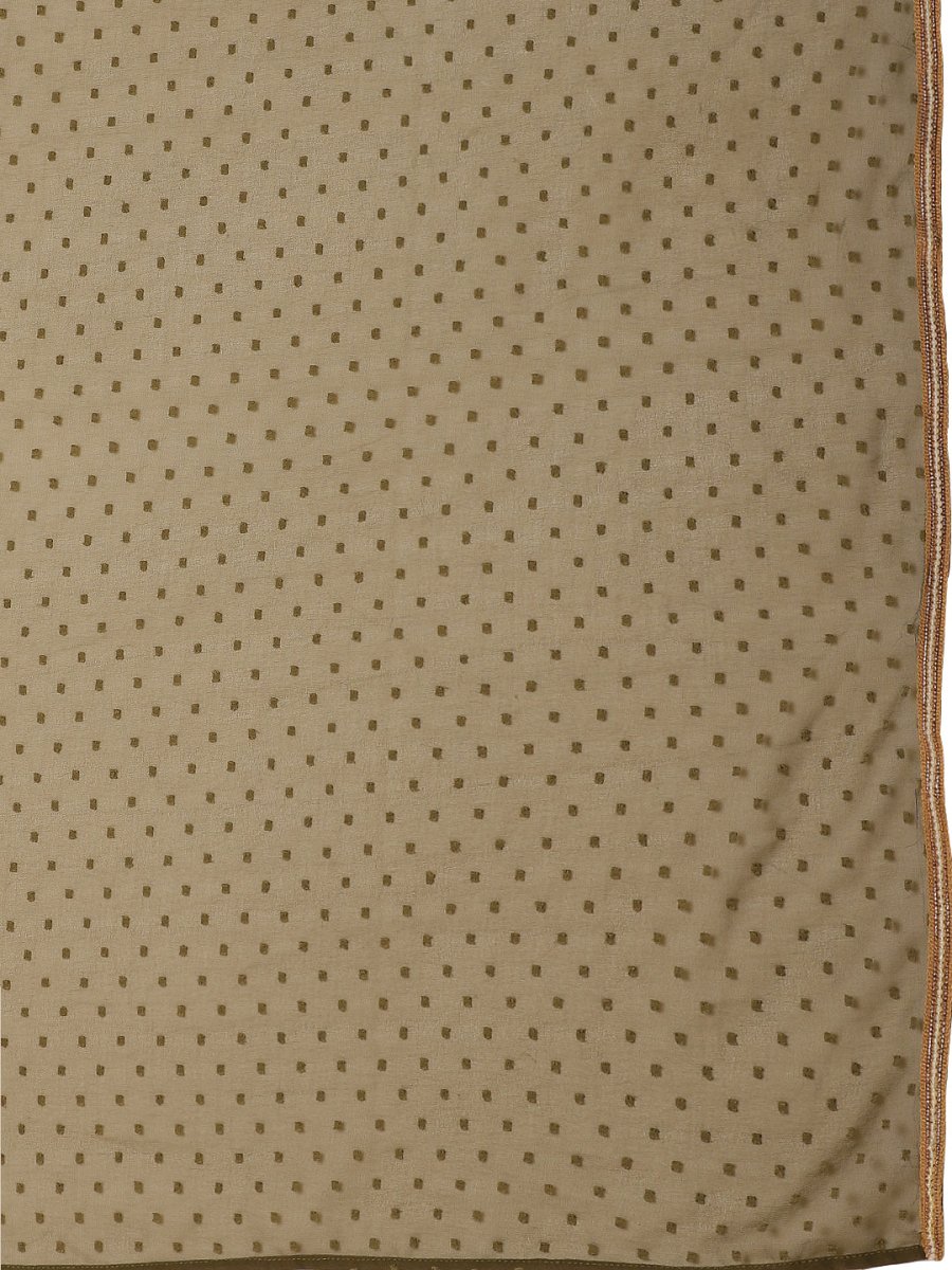 Ahalyaa Olive Green Pleated Woven Design Saree Set