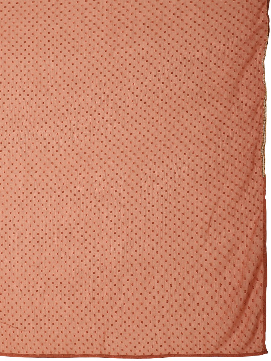 Ahalyaa Rusty Brown Pleated Ready to Wear Saree Set