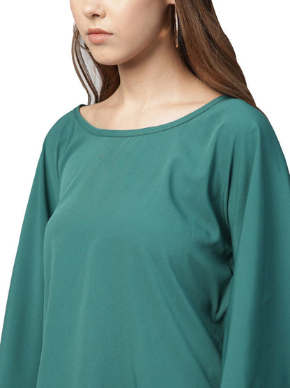 Ahalyaa Indo Western Sea Green Cape With Drape Pant