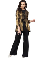 Thumbnail for Ahalyaa Golden Flared Crepe, Georgette Indowestern Set