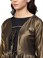 Thumbnail for Ahalyaa Golden Flared Crepe, Georgette Indowestern Set