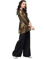 Thumbnail for Ahalyaa Golden Flared Crepe, Georgette Indowestern Set