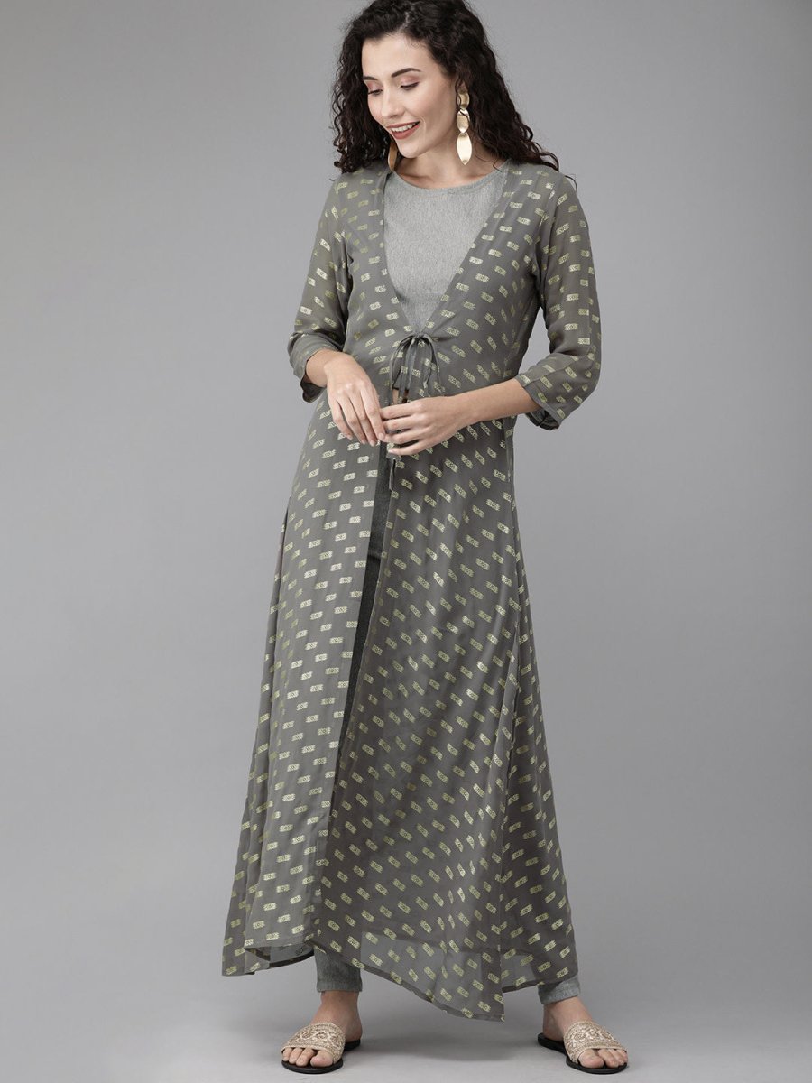 Ahalyaa Women Grey Indo Western Set