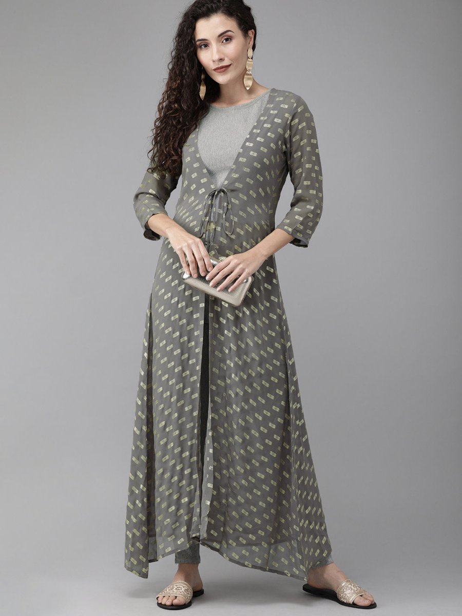 Ahalyaa Women Grey Indo Western Set