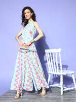 Thumbnail for Ahalyaa Printed Top With Palazzos - Distacart