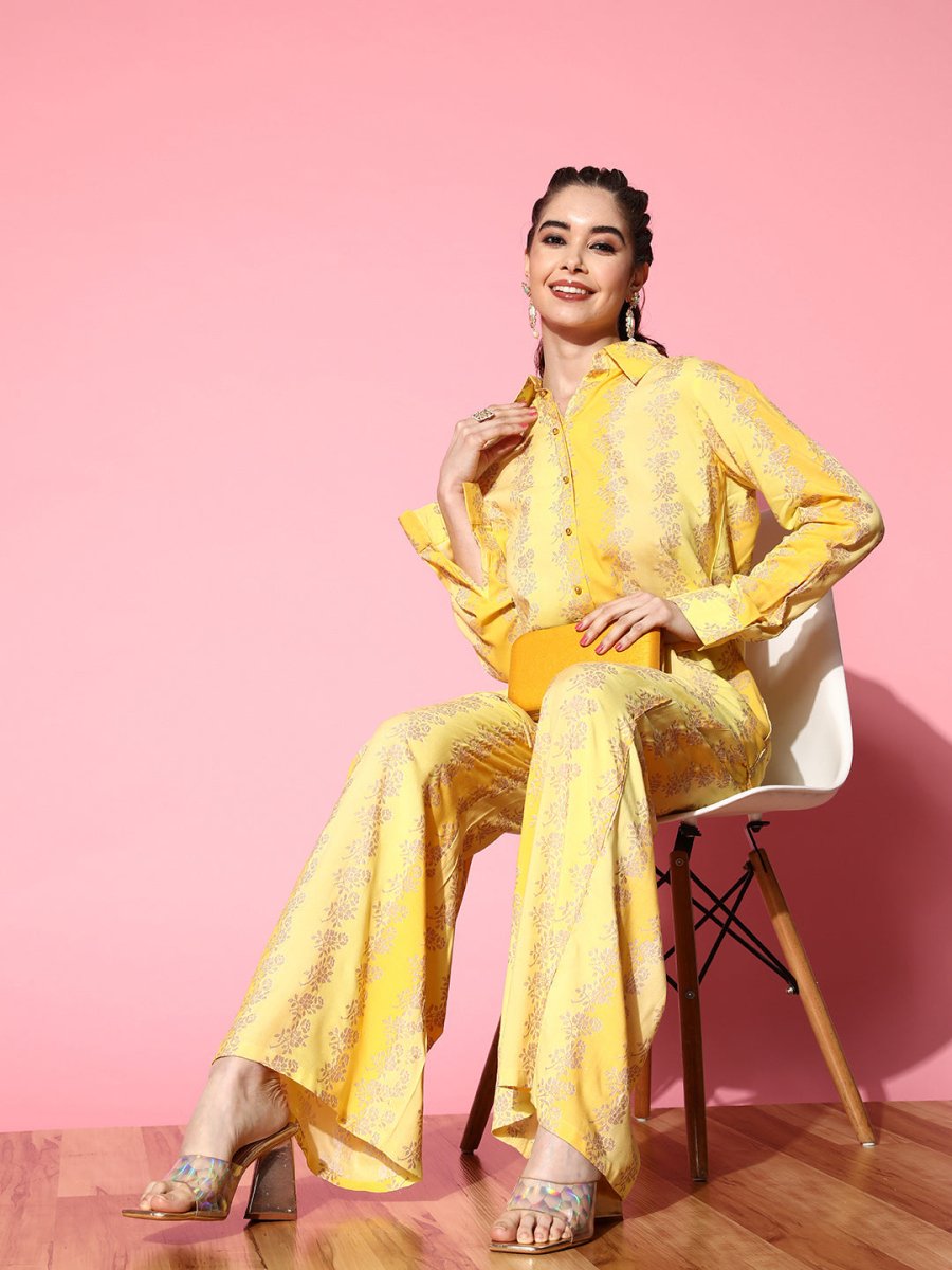 Ahalyaa Floral Printed Shirt and Palazzos - Distacart