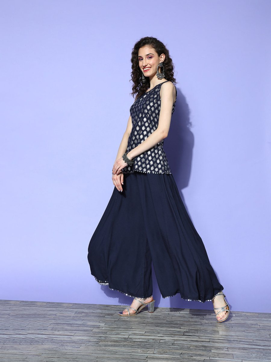 Ahalyaa Woven Design Tunic & Palazzo Co-ords - Distacart
