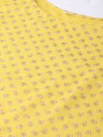 Thumbnail for Ahalyaa Yellow & Pink Printed Crop Top with Palazzos & Ethnic Jacket