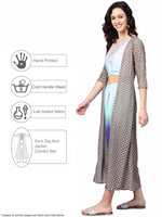 Thumbnail for Ahalyaa Women Printed Crop Top With Shrug Set