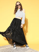Thumbnail for Ahalyaa Women White & Black Printed Top & Skirt - Distacart