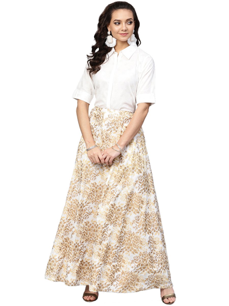 Ahalyaa White Straight Cotton Indowestern Set