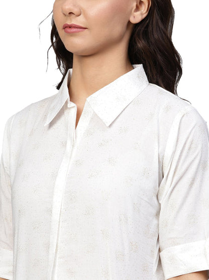 Ahalyaa White Straight Cotton Indowestern Set