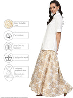 Thumbnail for Ahalyaa White Straight Cotton Indowestern Set