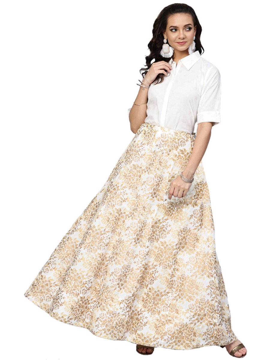 Ahalyaa White Straight Cotton Indowestern Set