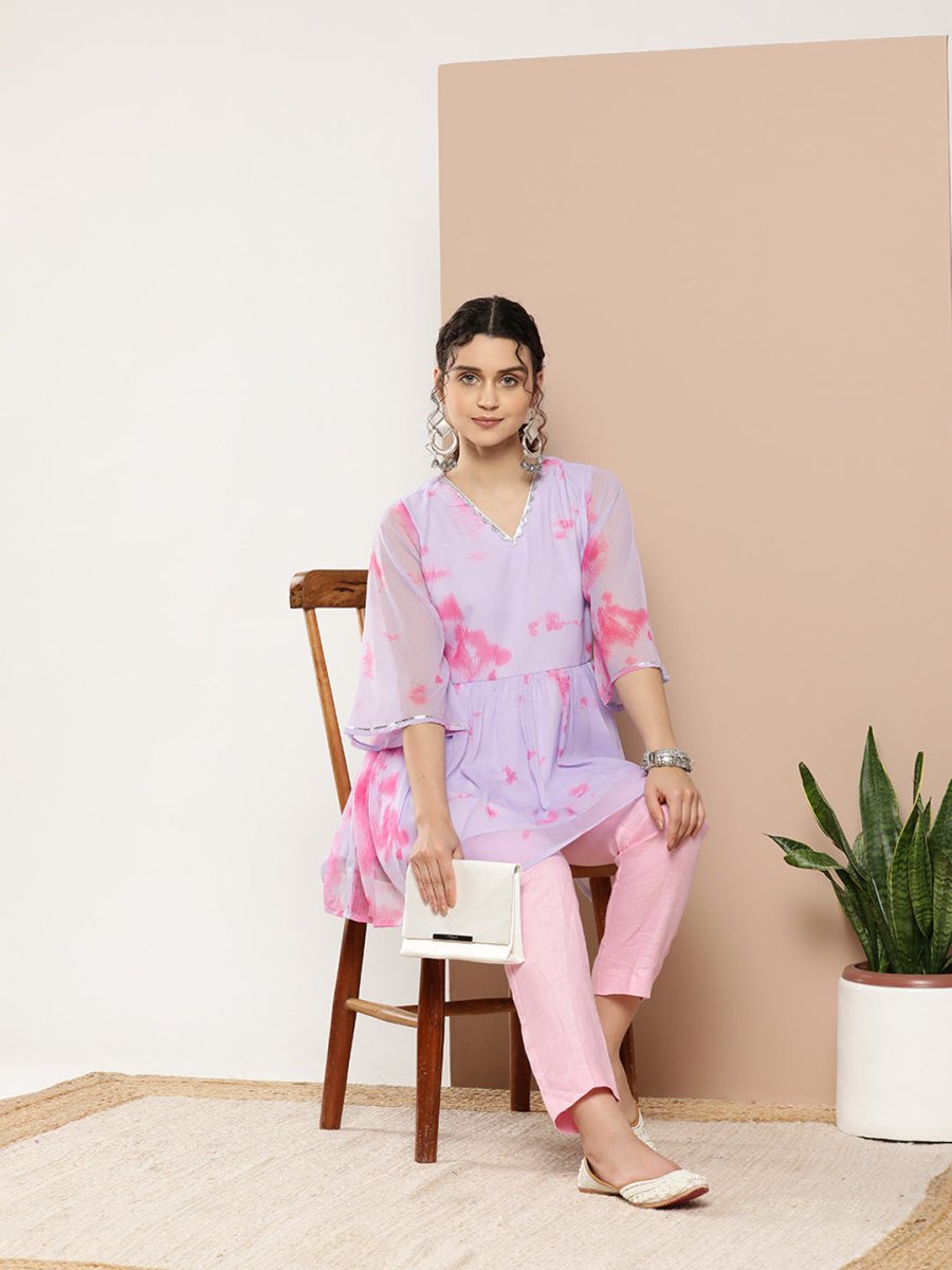 Ahalyaa Lavender & Pink Printed Tunic - Distacart