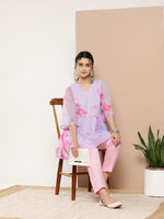Thumbnail for Ahalyaa Lavender & Pink Printed Tunic - Distacart